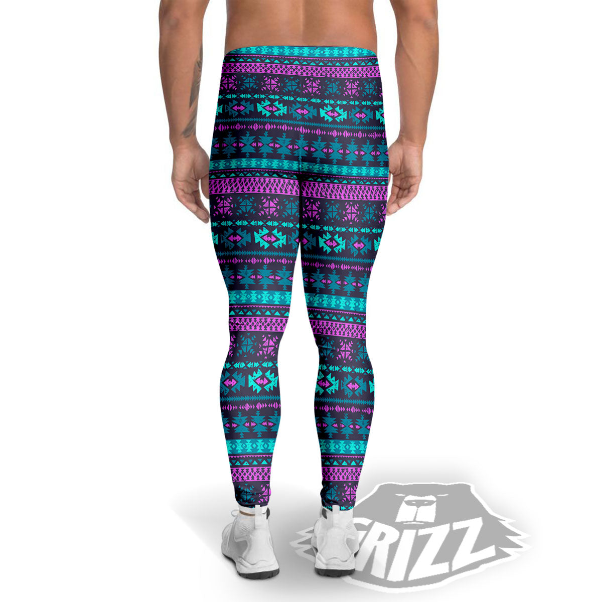 Trippy Ethnic Aztec Print Men's Leggings-grizzshop