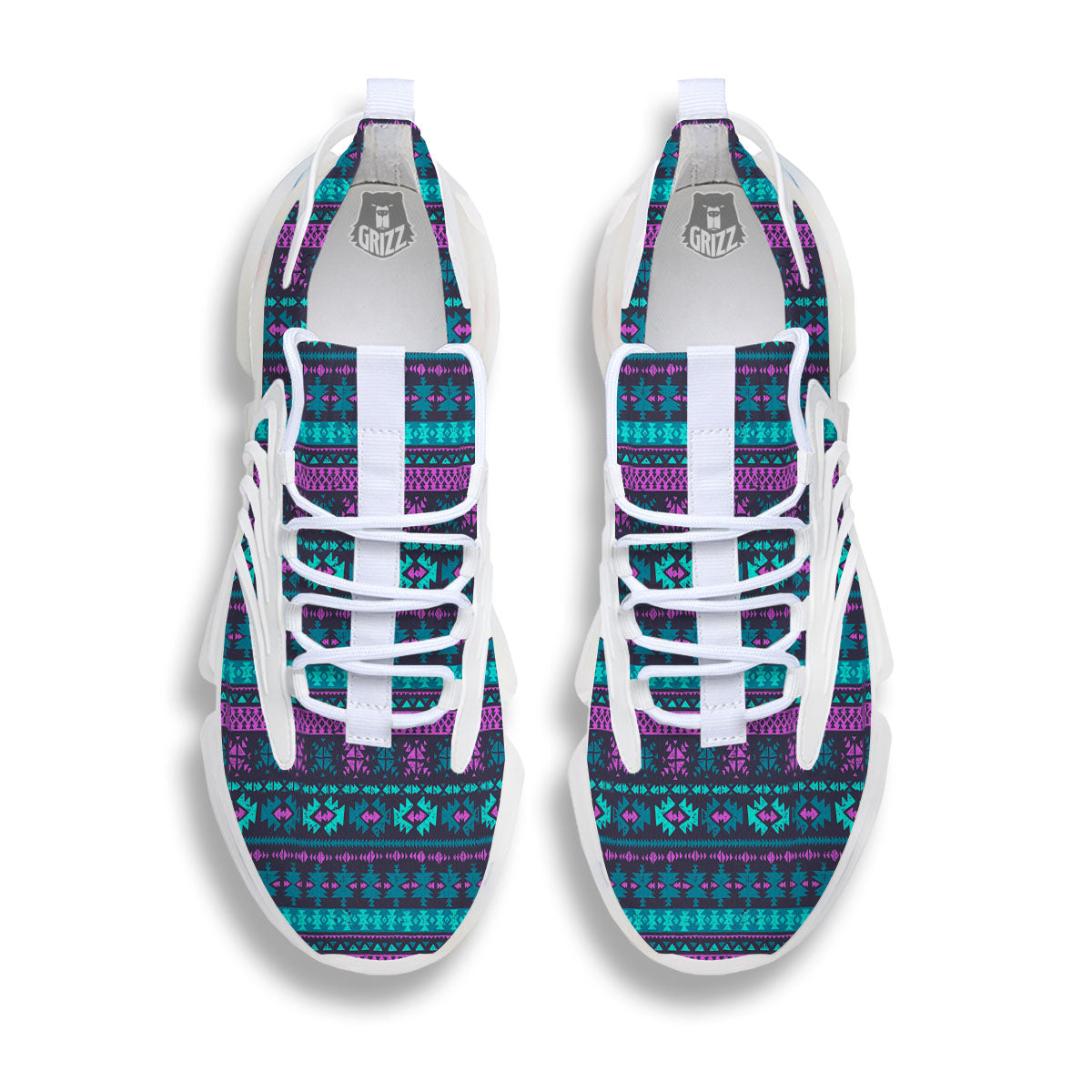 Trippy Ethnic Aztec Print White Gym Shoes-grizzshop