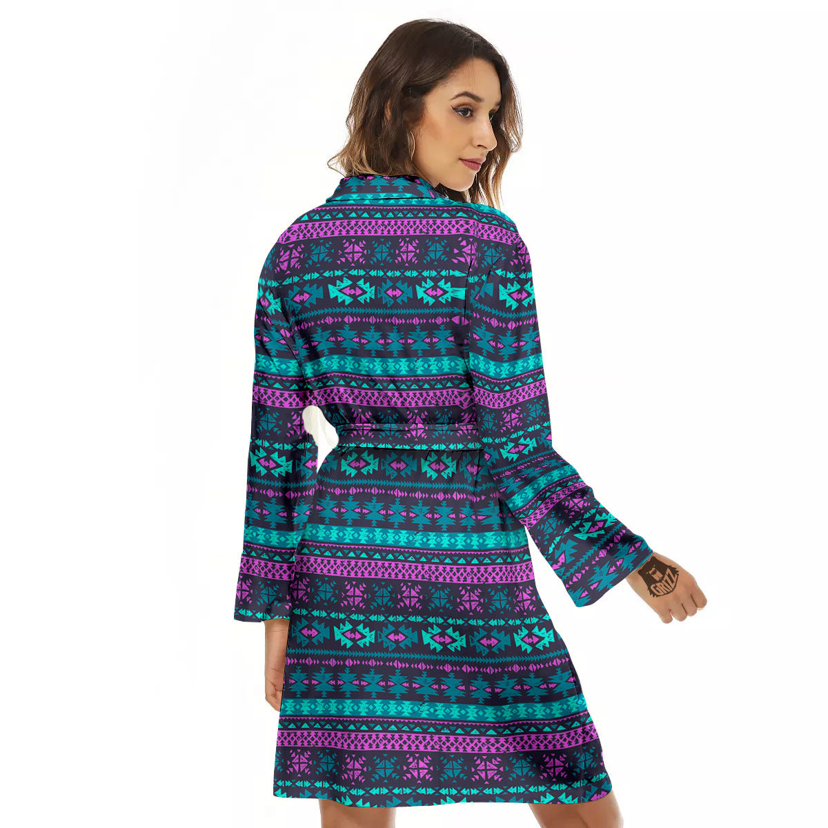 Trippy Ethnic Aztec Print Women's Robe-grizzshop