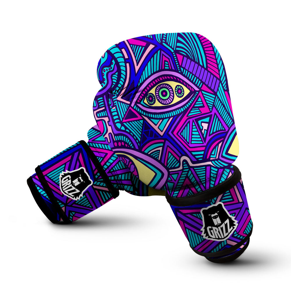 Trippy Ethnic Psychedelic Print Boxing Gloves-grizzshop