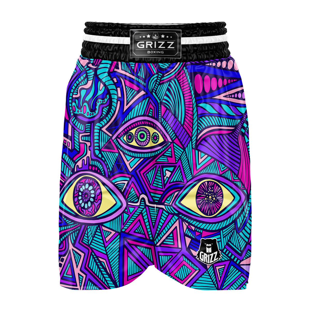 Trippy Ethnic Psychedelic Print Boxing Shorts-grizzshop