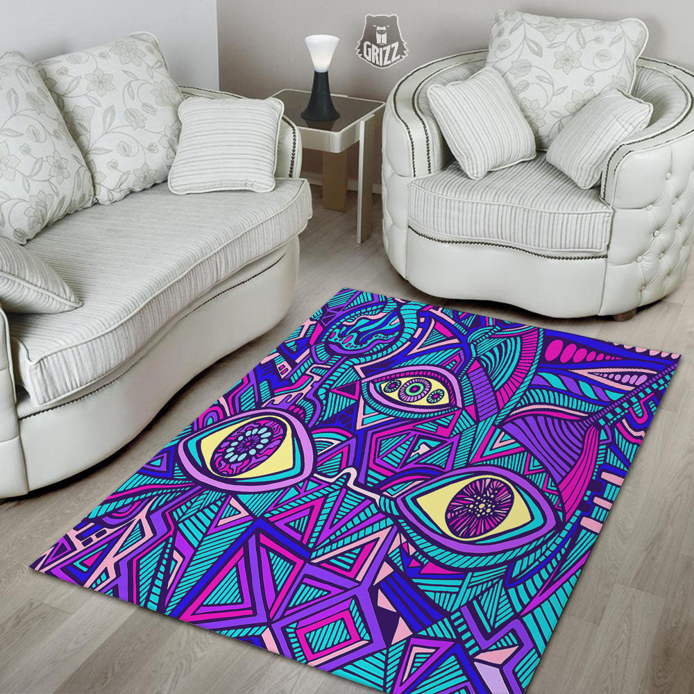 Trippy Ethnic Psychedelic Print Floor Mat-grizzshop