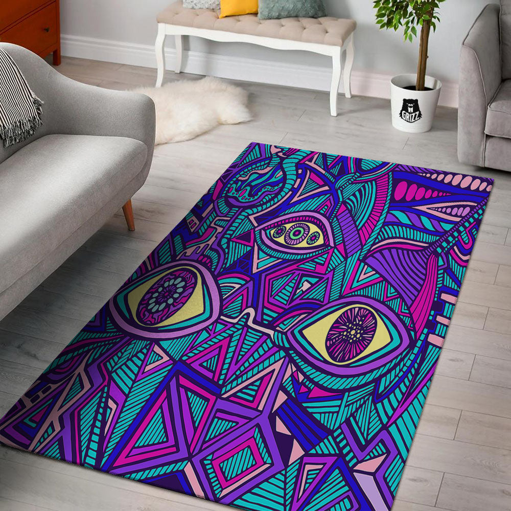Trippy Ethnic Psychedelic Print Floor Mat-grizzshop