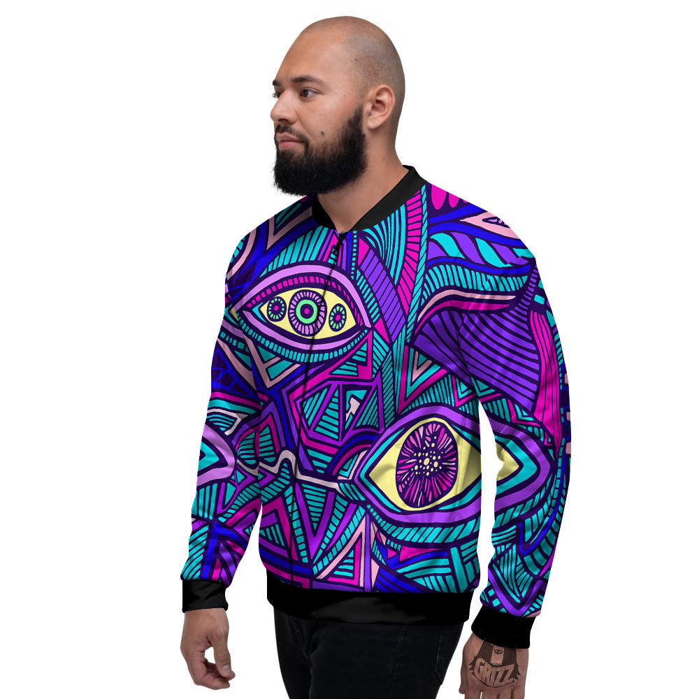 Trippy Ethnic Psychedelic Print Men's Bomber Jacket-grizzshop