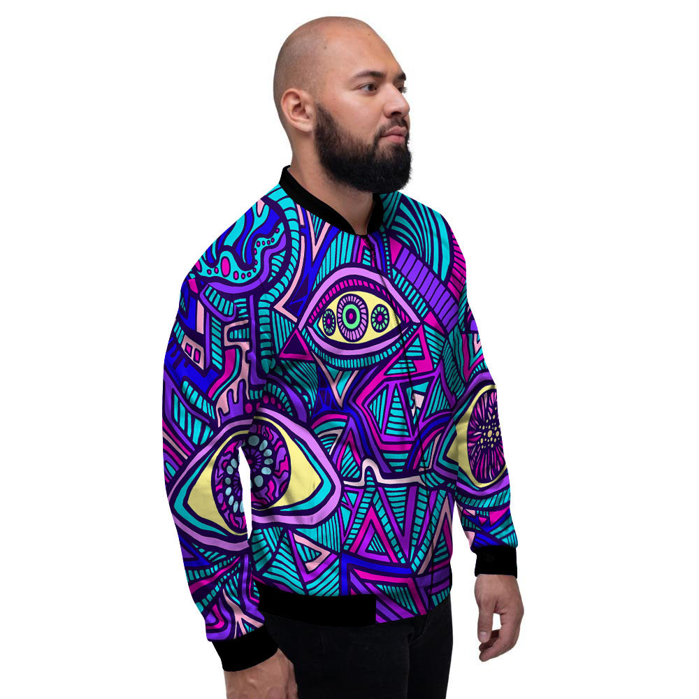 Trippy Ethnic Psychedelic Print Men's Bomber Jacket-grizzshop
