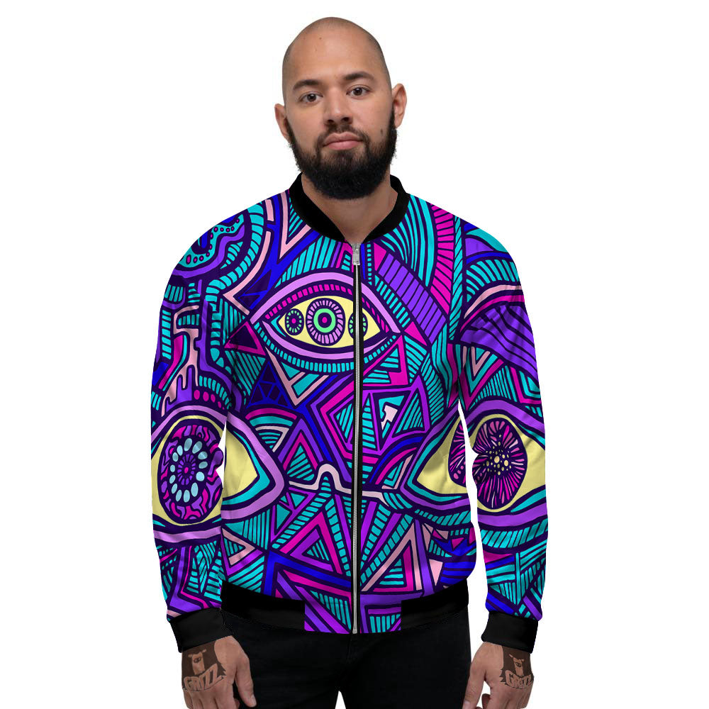 Trippy Ethnic Psychedelic Print Men's Bomber Jacket-grizzshop
