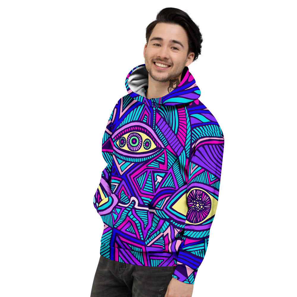 Trippy Ethnic Psychedelic Print Men's Hoodie-grizzshop