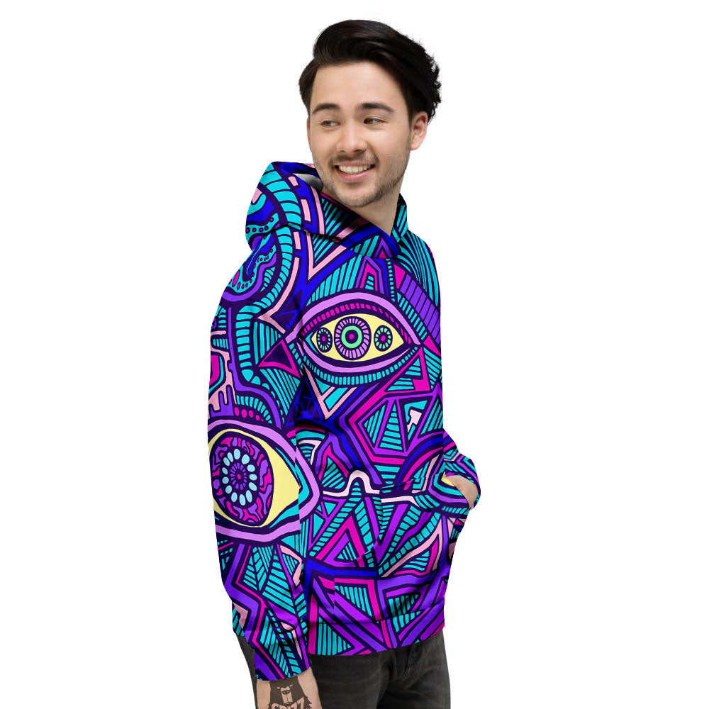 Trippy Ethnic Psychedelic Print Men's Hoodie-grizzshop