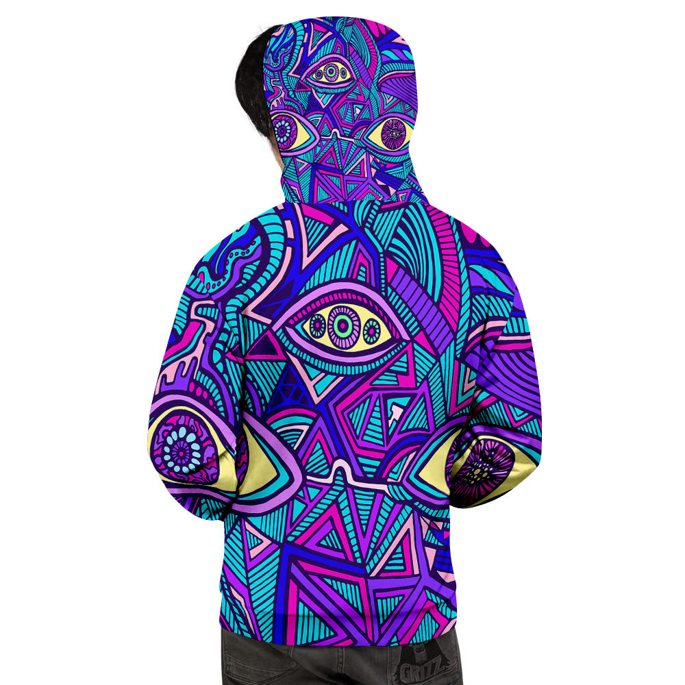 Trippy Ethnic Psychedelic Print Men's Hoodie-grizzshop