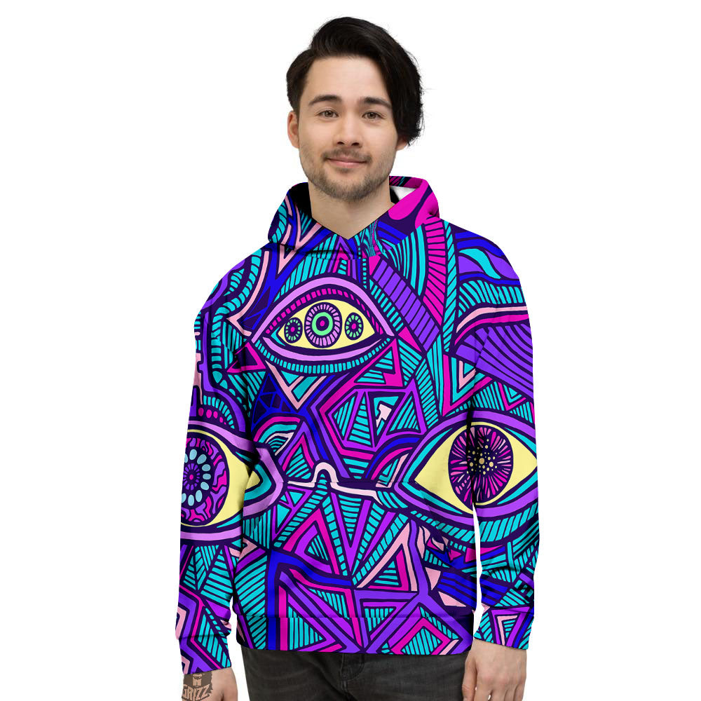 Trippy Ethnic Psychedelic Print Men's Hoodie-grizzshop