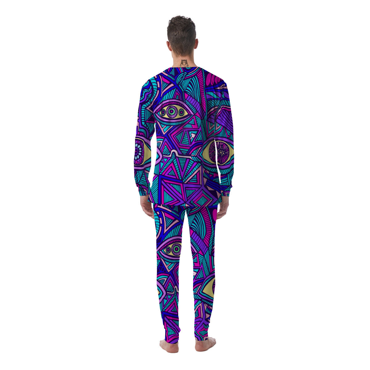 Trippy Ethnic Psychedelic Print Men's Pajamas-grizzshop