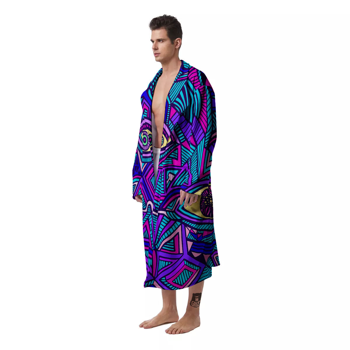 Trippy Ethnic Psychedelic Print Men's Robe-grizzshop