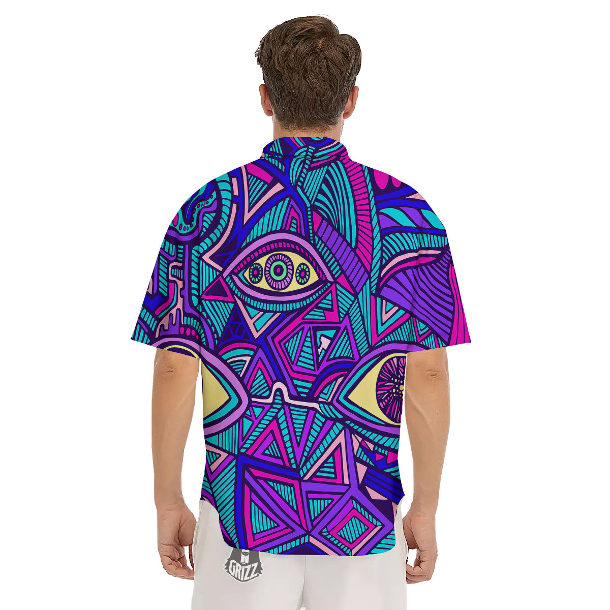 Trippy Ethnic Psychedelic Print Men's Short Sleeve Shirts-grizzshop