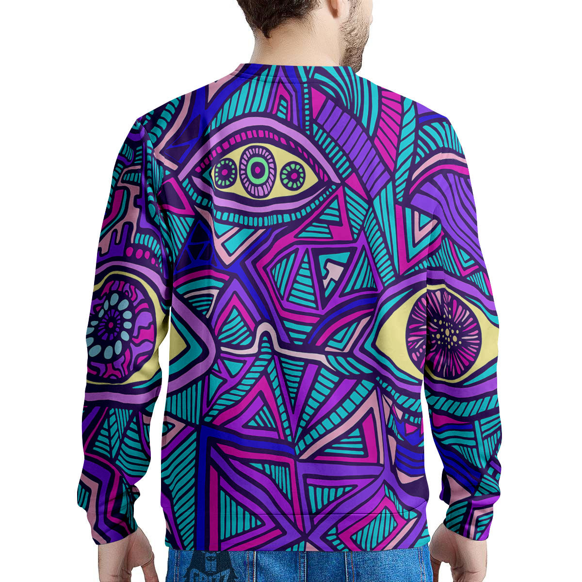 Trippy Ethnic Psychedelic Print Men's Sweatshirt-grizzshop
