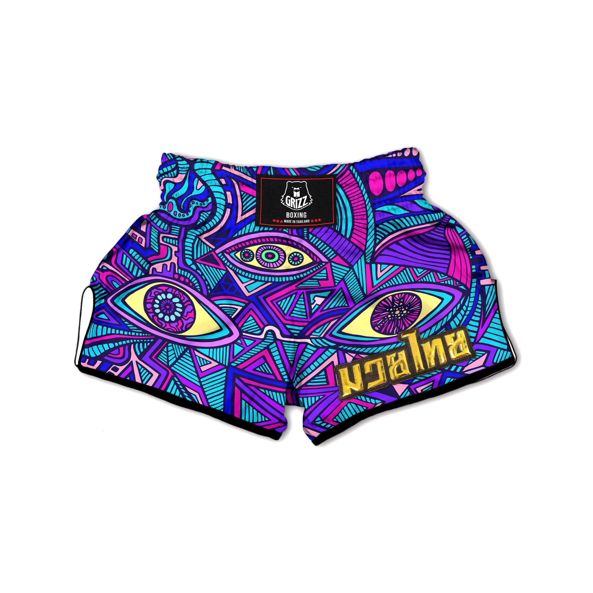 Trippy Ethnic Psychedelic Print Muay Thai Boxing Shorts-grizzshop