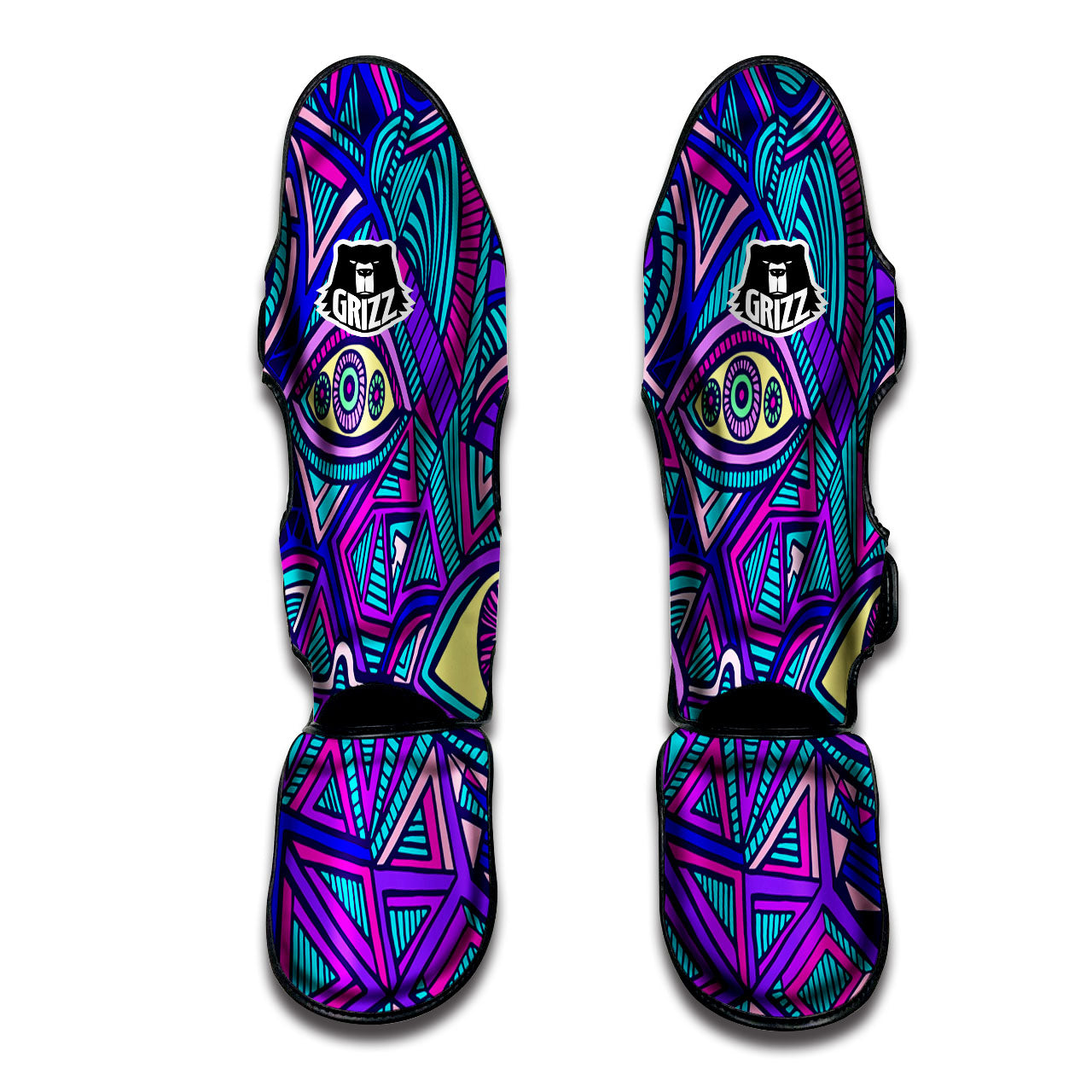 Trippy Ethnic Psychedelic Print Muay Thai Shin Guards-grizzshop
