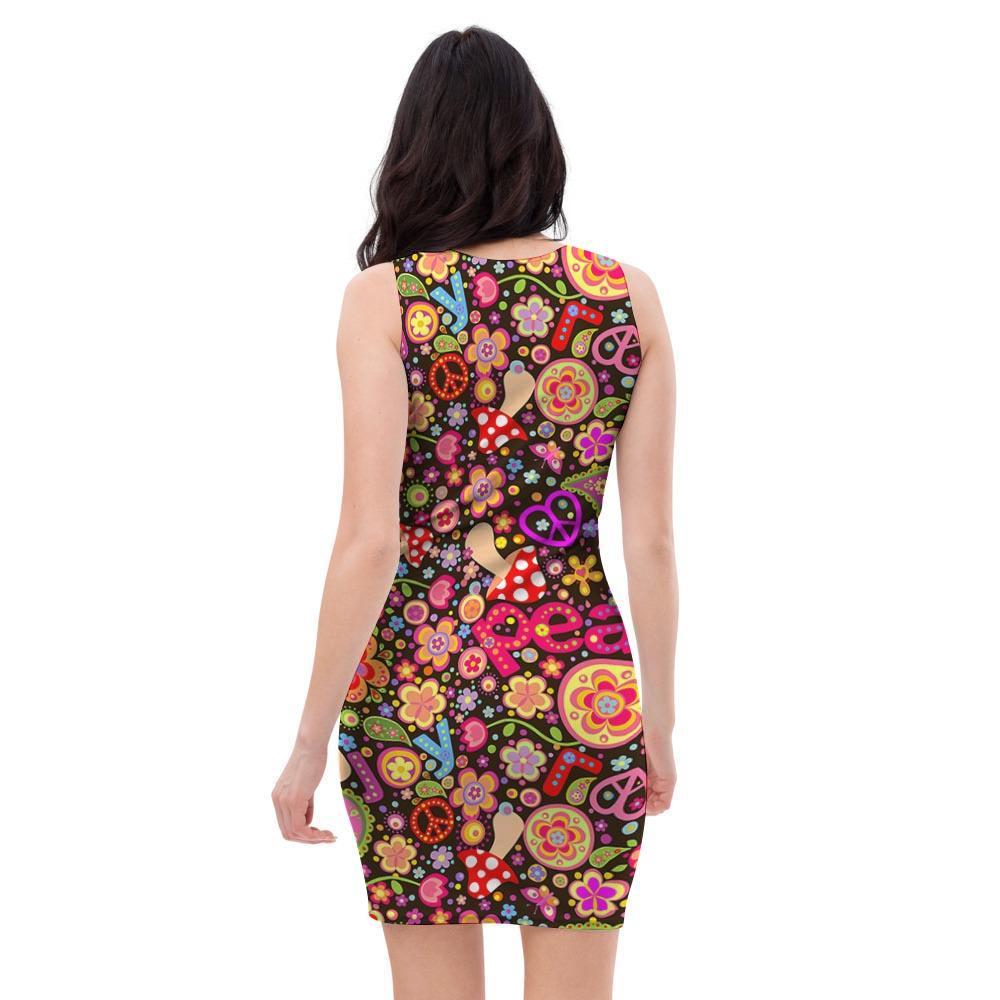 Trippy Hippie Bodycon Dress-grizzshop