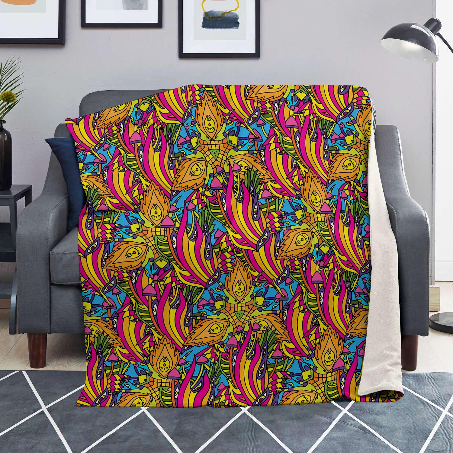 Trippy Hippie Flame Psychedelic Blanket-grizzshop