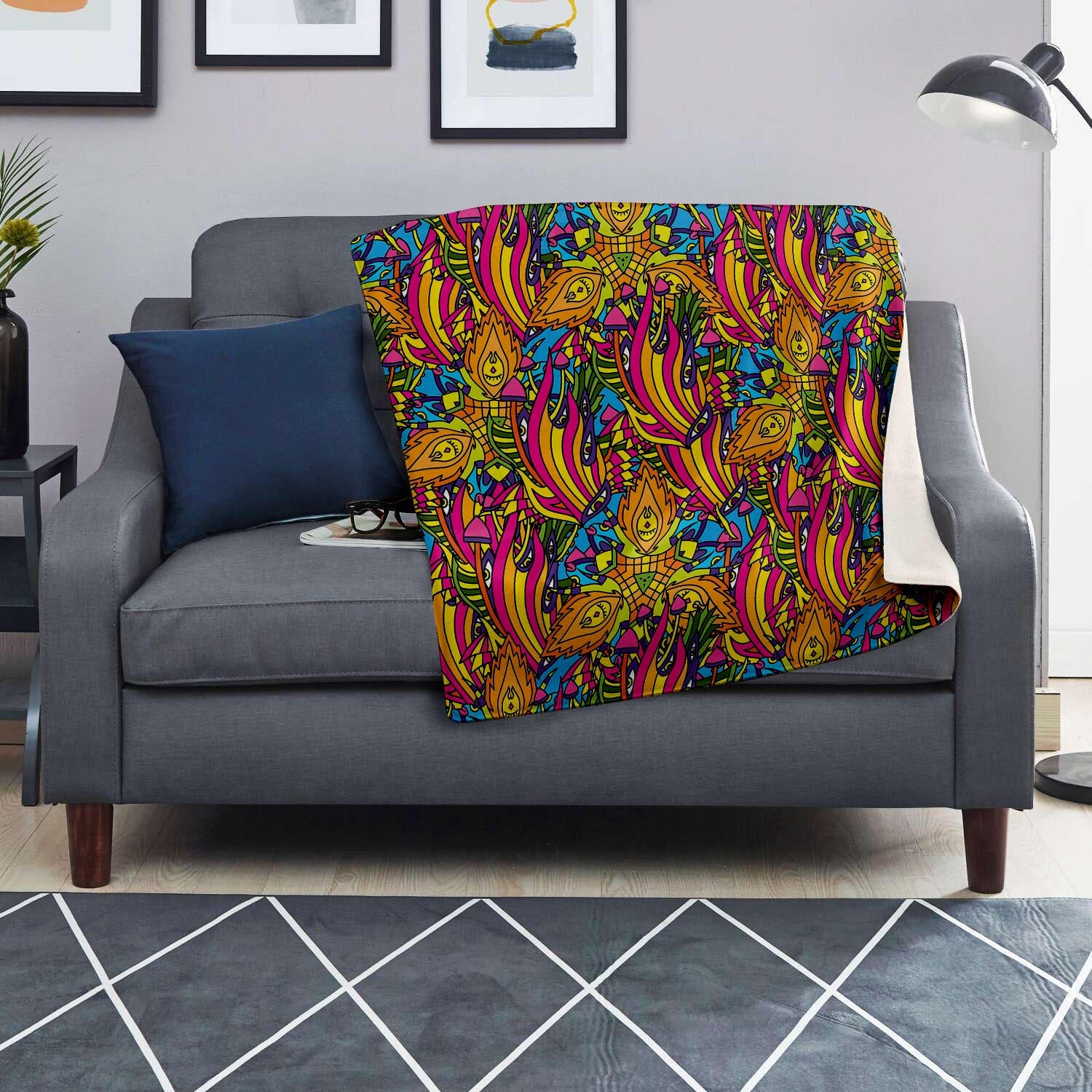 Trippy Hippie Flame Psychedelic Blanket-grizzshop