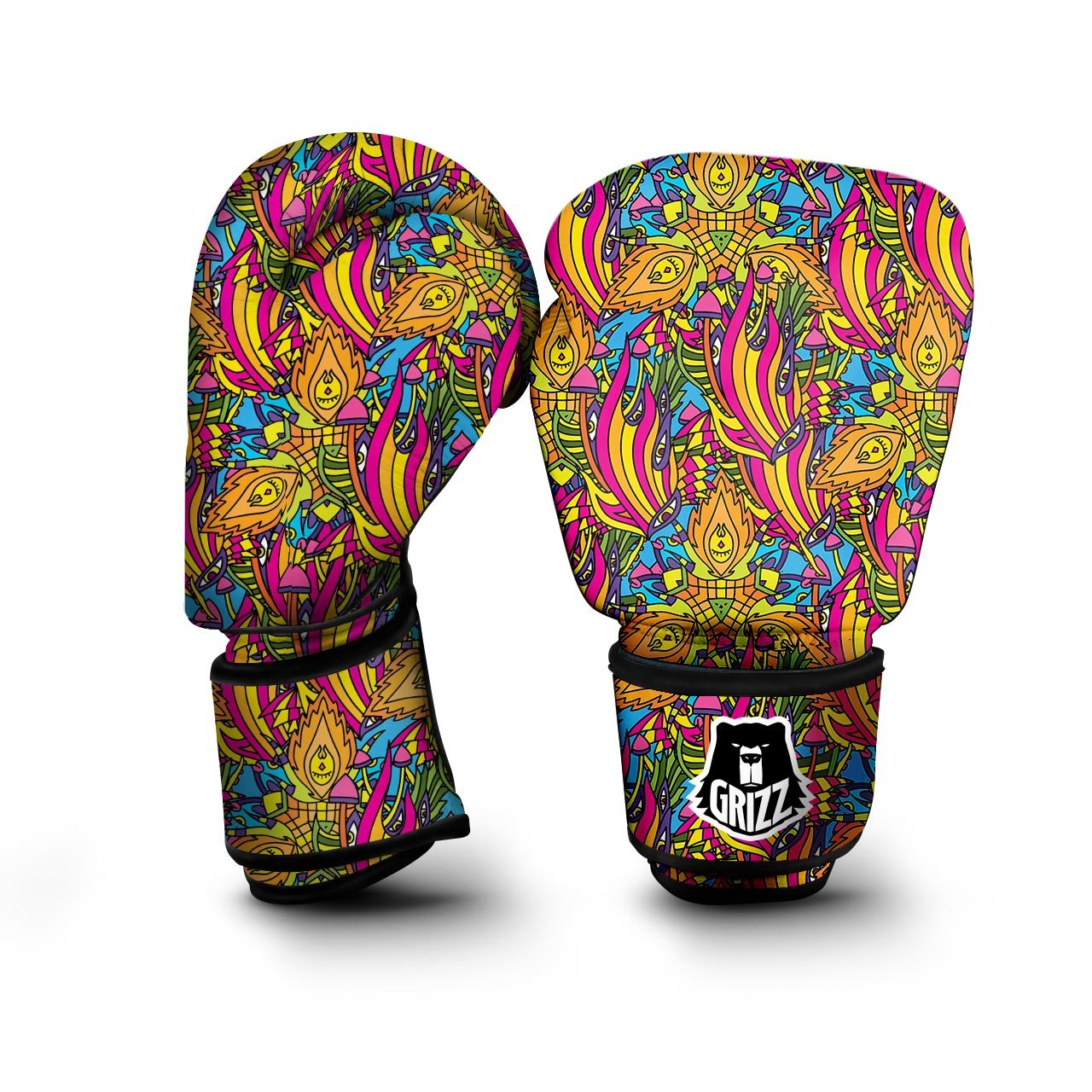 Trippy Hippie Flame Psychedelic Boxing Gloves-grizzshop
