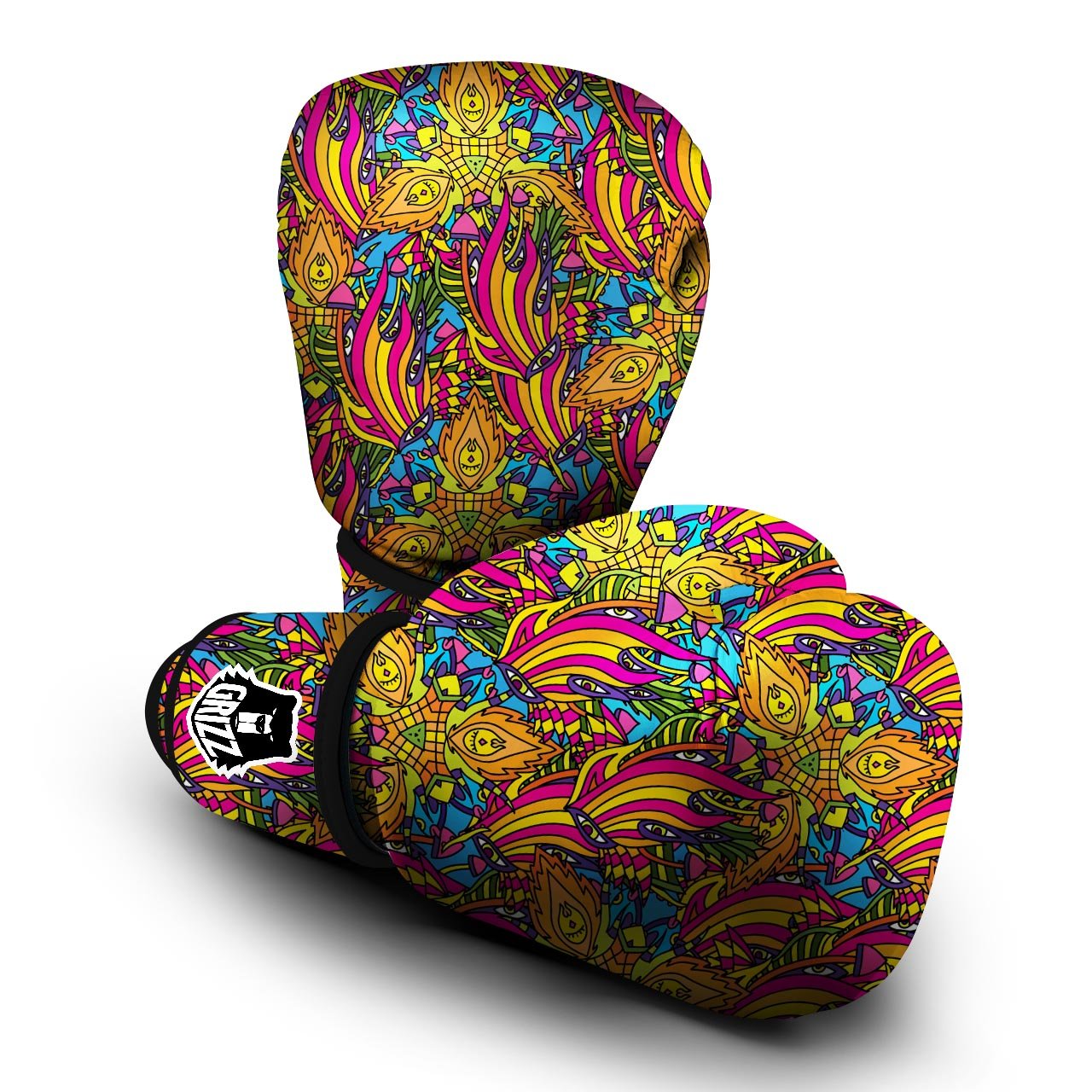 Trippy Hippie Flame Psychedelic Boxing Gloves-grizzshop