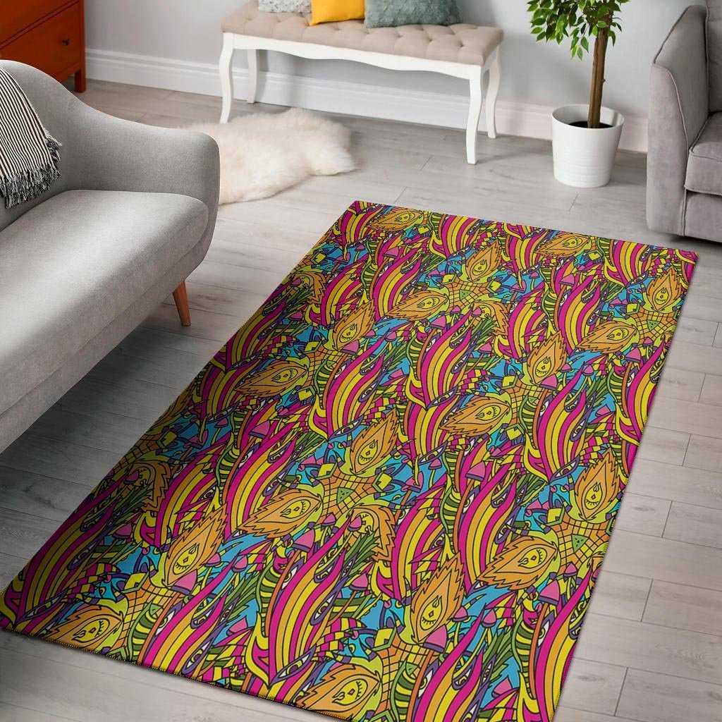 Trippy Hippie Flame Psychedelic Floor Mat-grizzshop
