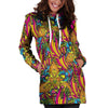 Trippy Hippie Flame Psychedelic Hoodie Dress-grizzshop