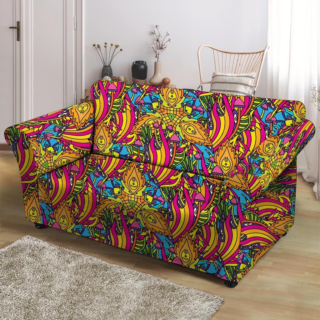 Trippy Hippie Flame Psychedelic Loveseat Cover-grizzshop