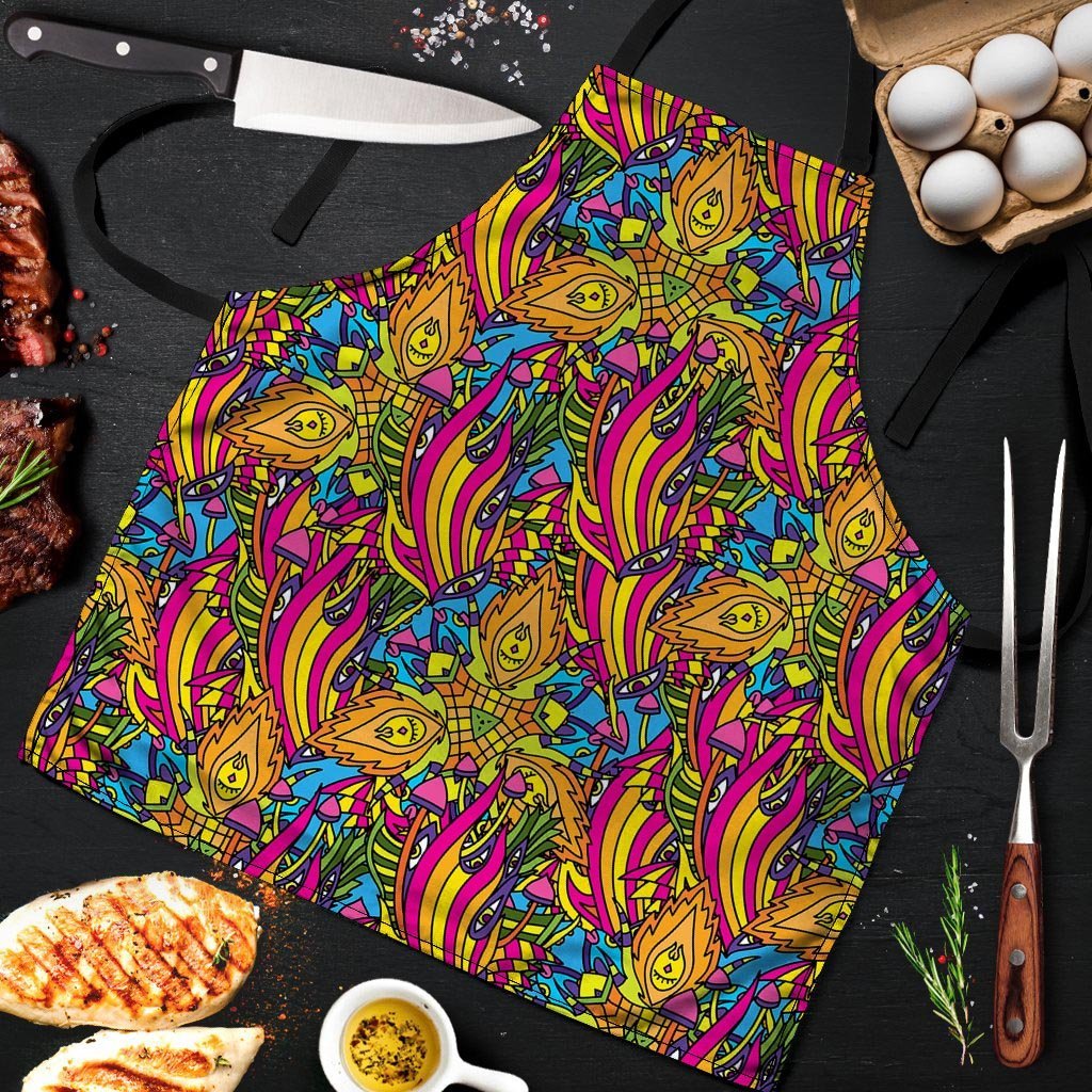 Trippy Hippie Flame Psychedelic Men's Apron-grizzshop