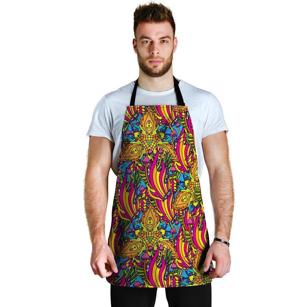 Trippy Hippie Flame Psychedelic Men's Apron-grizzshop