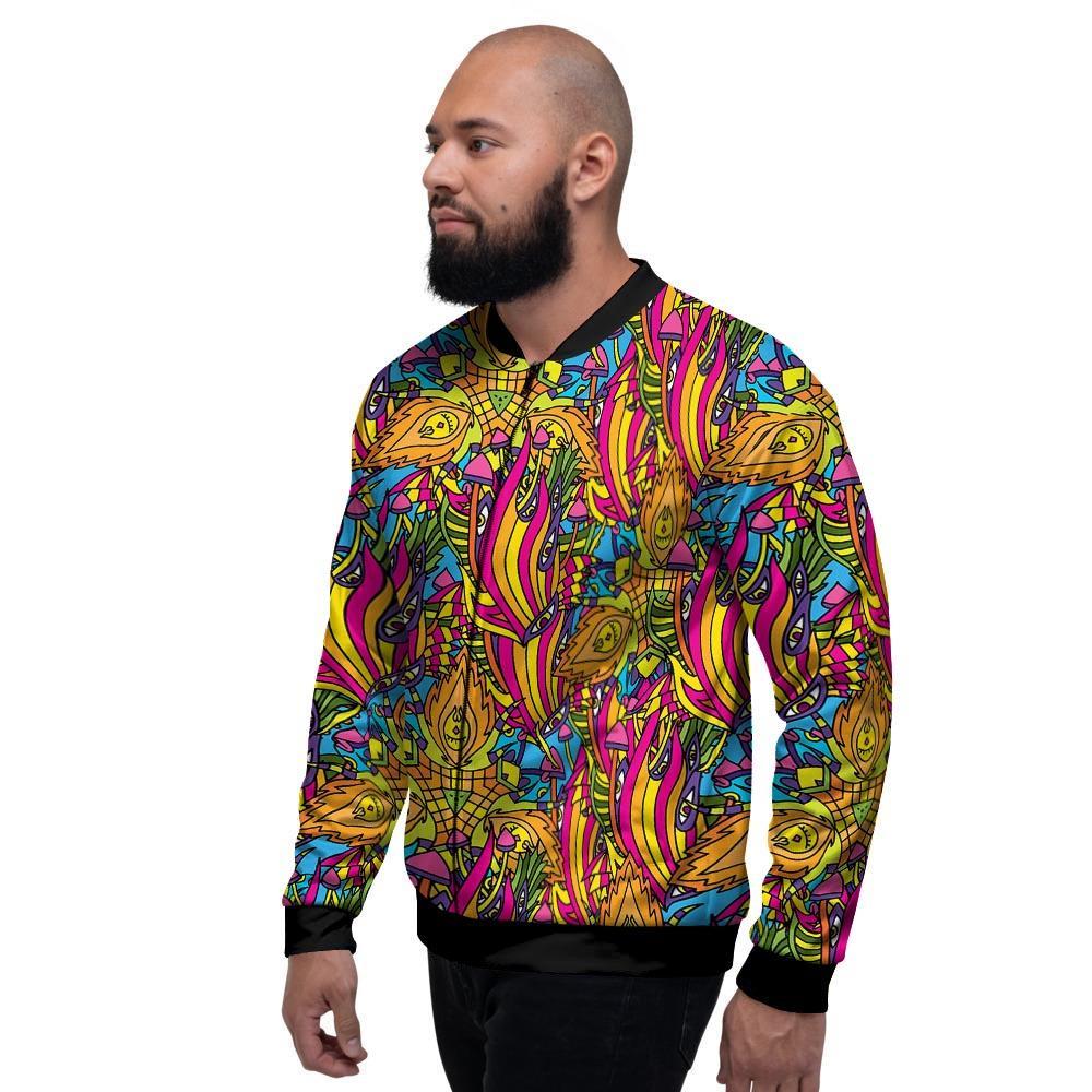 Trippy Hippie Flame Psychedelic Men's Bomber Jacket-grizzshop
