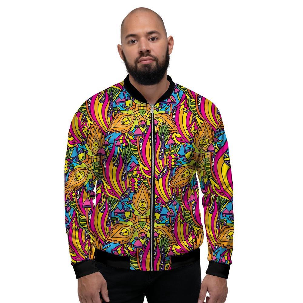 Trippy Hippie Flame Psychedelic Men's Bomber Jacket-grizzshop