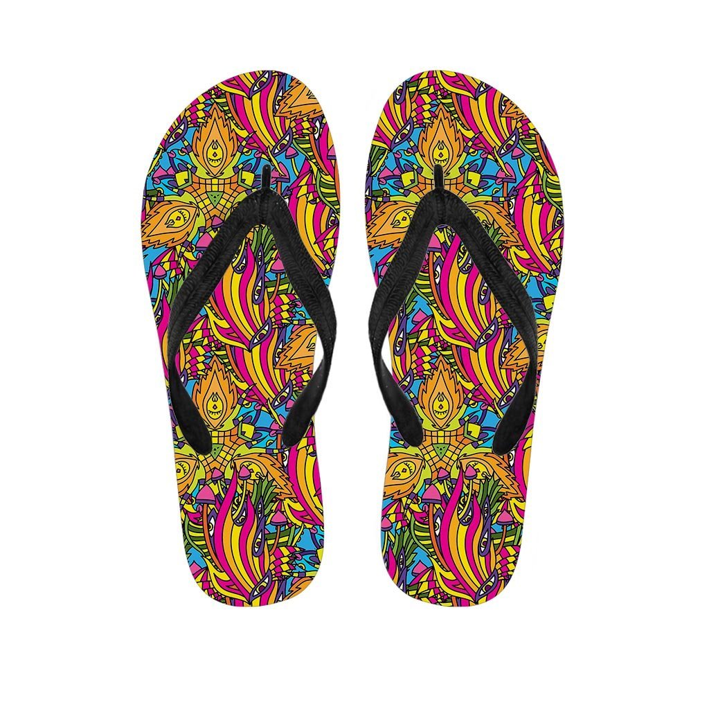 Trippy Hippie Flame Psychedelic Men's Flip Flops-grizzshop