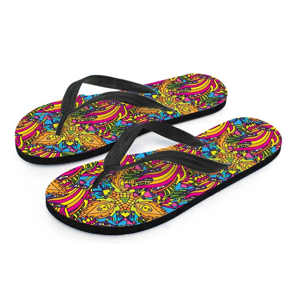 Trippy Hippie Flame Psychedelic Men's Flip Flops-grizzshop