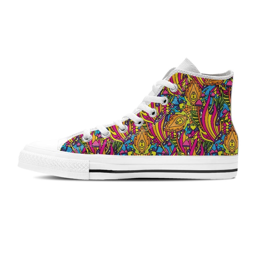 Trippy Hippie Flame Psychedelic Men's High Top Shoes-grizzshop