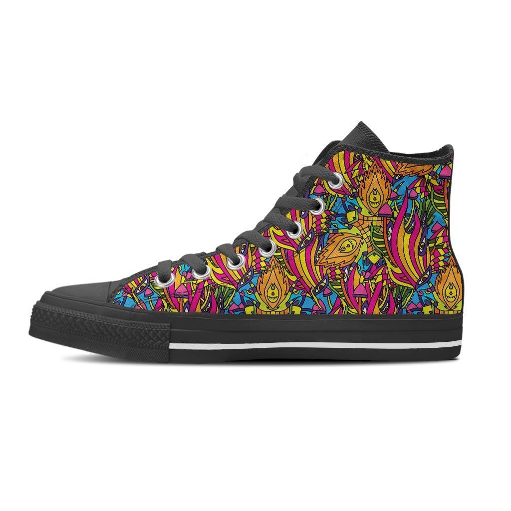 Trippy Hippie Flame Psychedelic Men's High Top Shoes-grizzshop