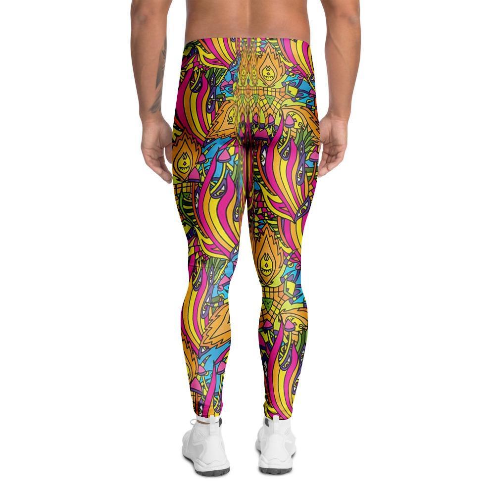 Trippy Hippie Flame Psychedelic Men's Leggings-grizzshop