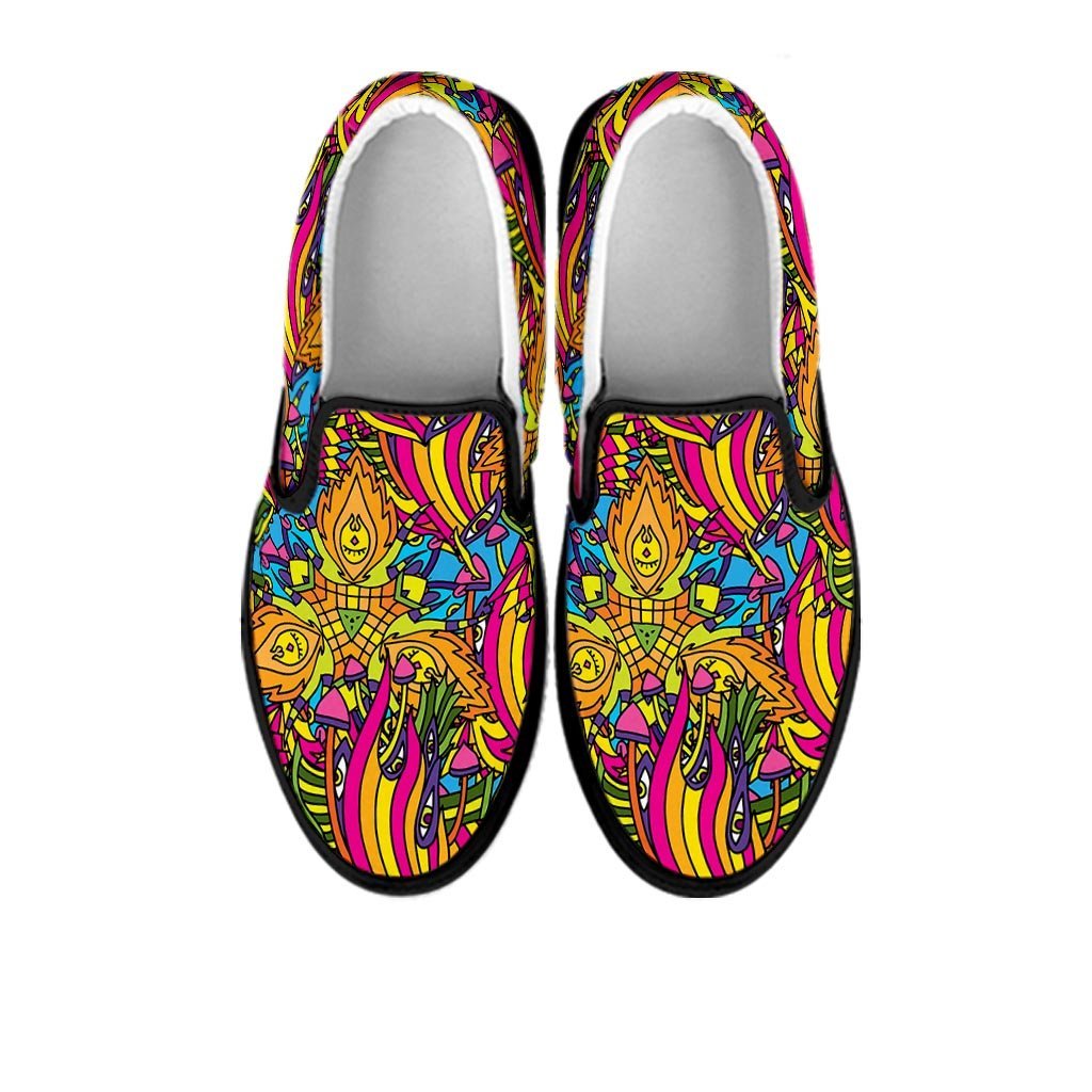 Trippy Hippie Flame Psychedelic Men's Slip On Sneakers-grizzshop