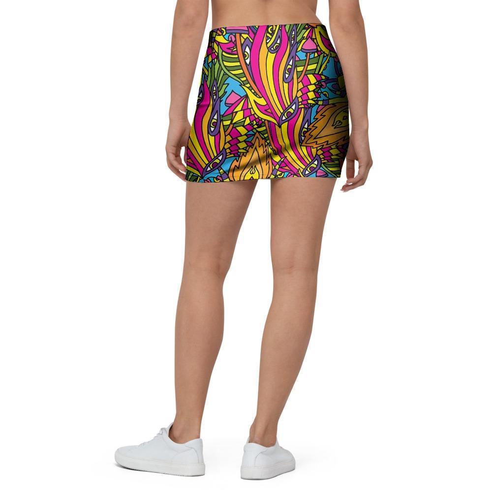 Trippy Hippie Flame Psychedelic Mini Skirt-grizzshop