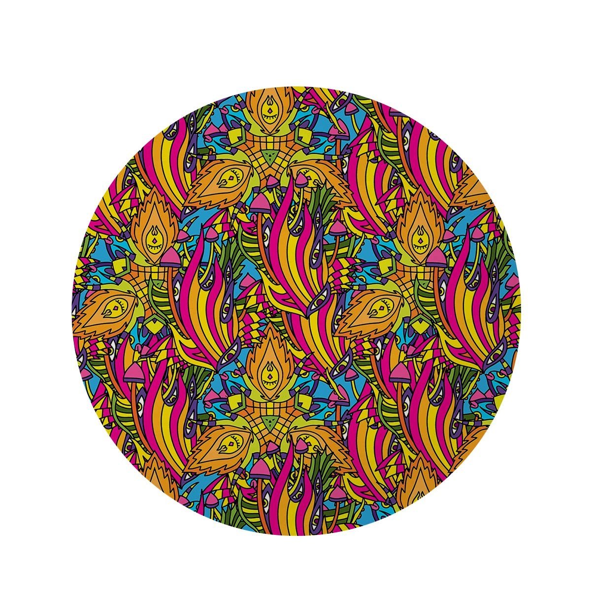 Trippy Hippie Flame Psychedelic Round Rug-grizzshop