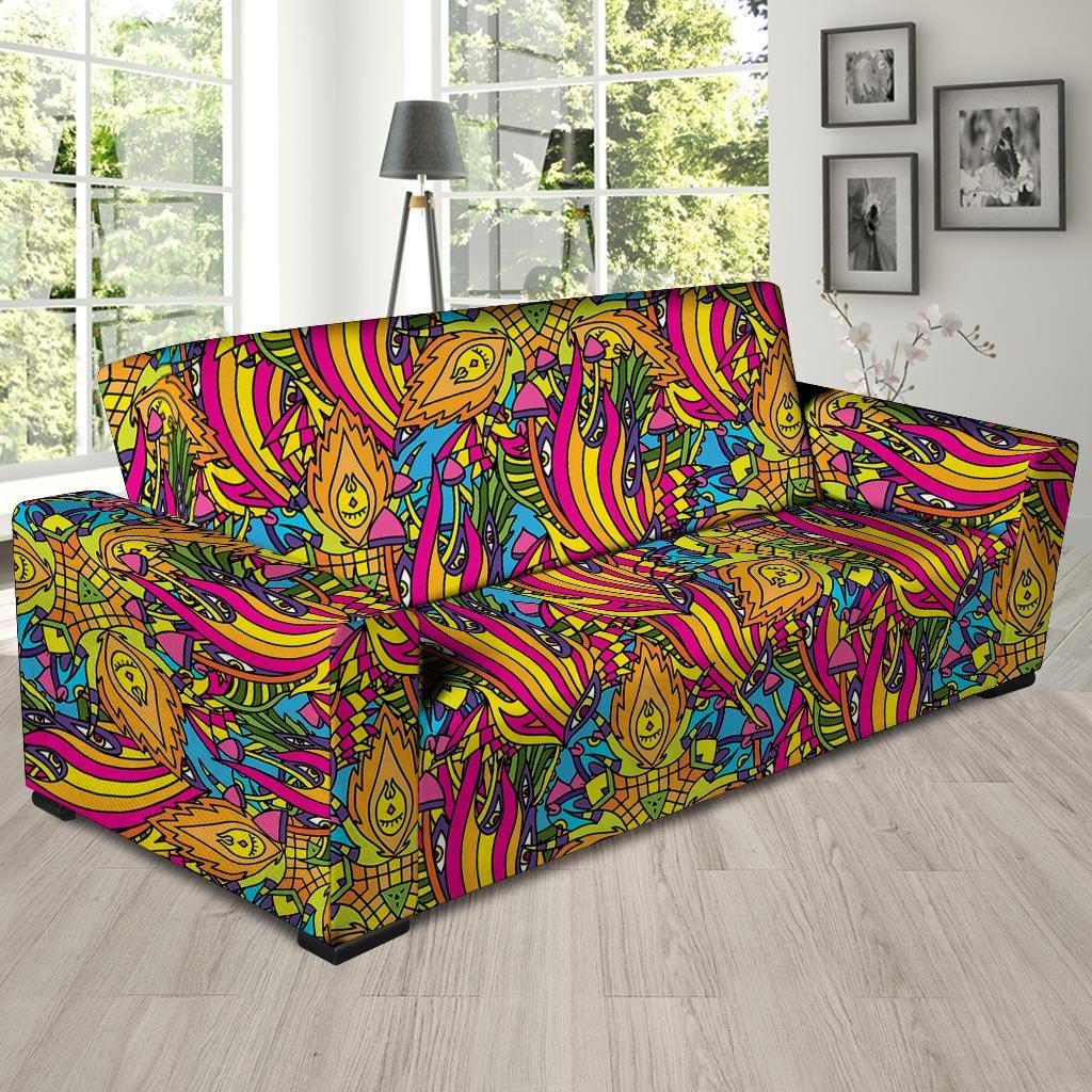 Trippy Hippie Flame Psychedelic Sofa Cover-grizzshop