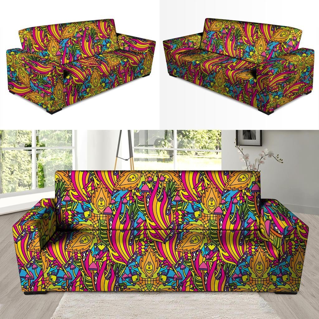 Trippy Hippie Flame Psychedelic Sofa Cover-grizzshop