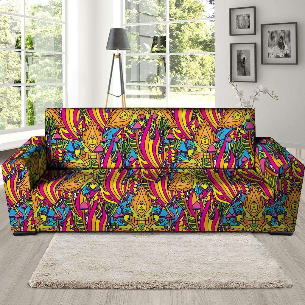 Trippy Hippie Flame Psychedelic Sofa Cover-grizzshop