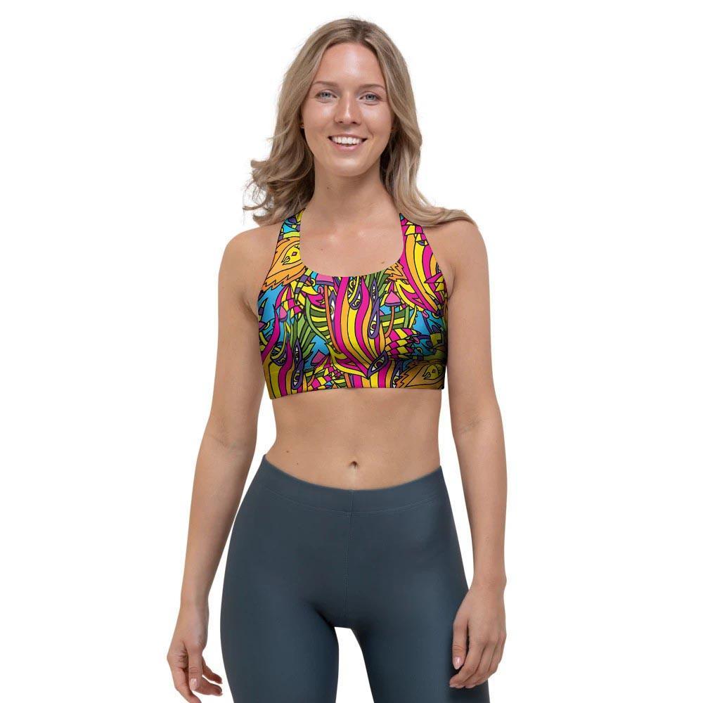 Trippy Hippie Flame Psychedelic Sports Bra-grizzshop