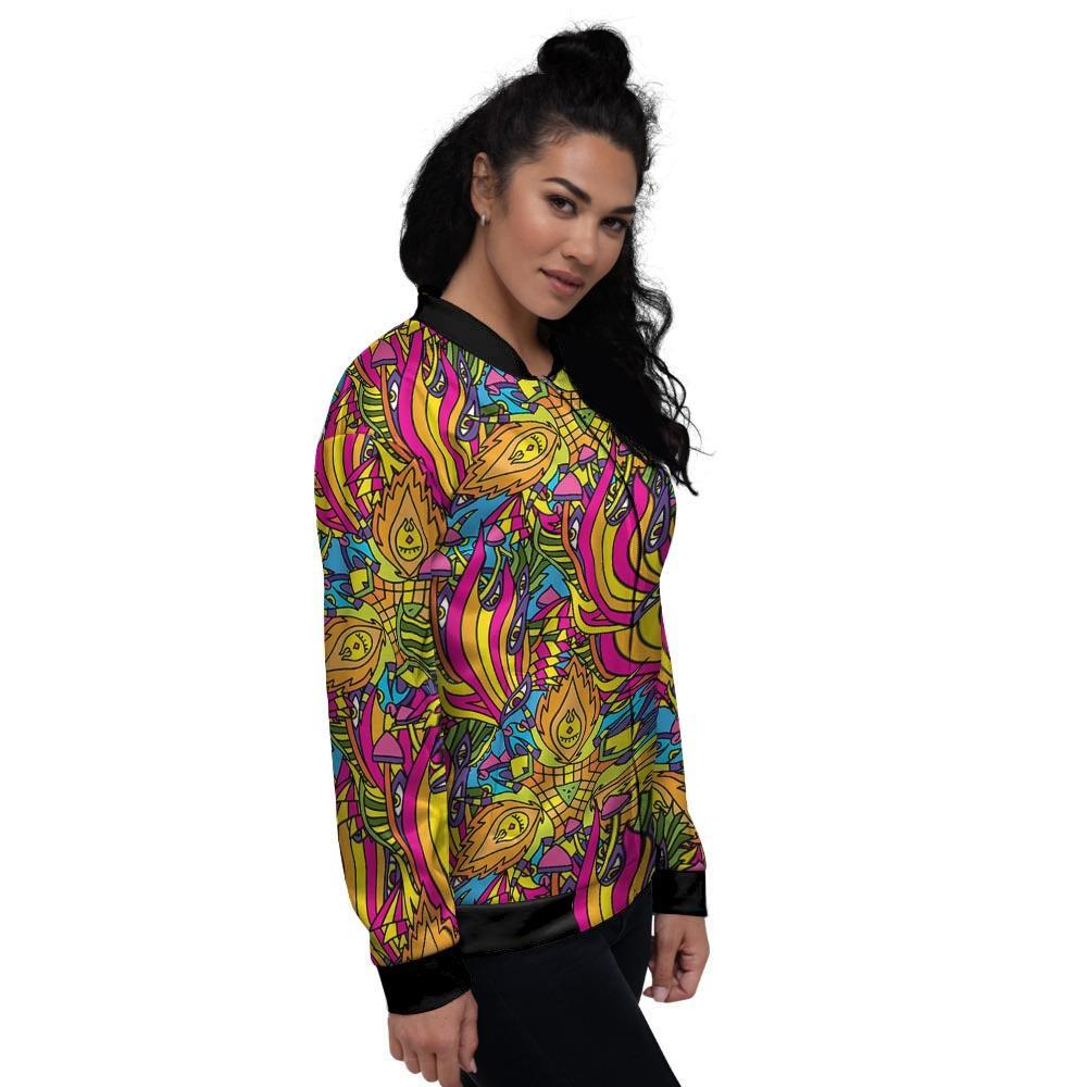 Trippy Hippie Flame Psychedelic Women's Bomber Jacket-grizzshop