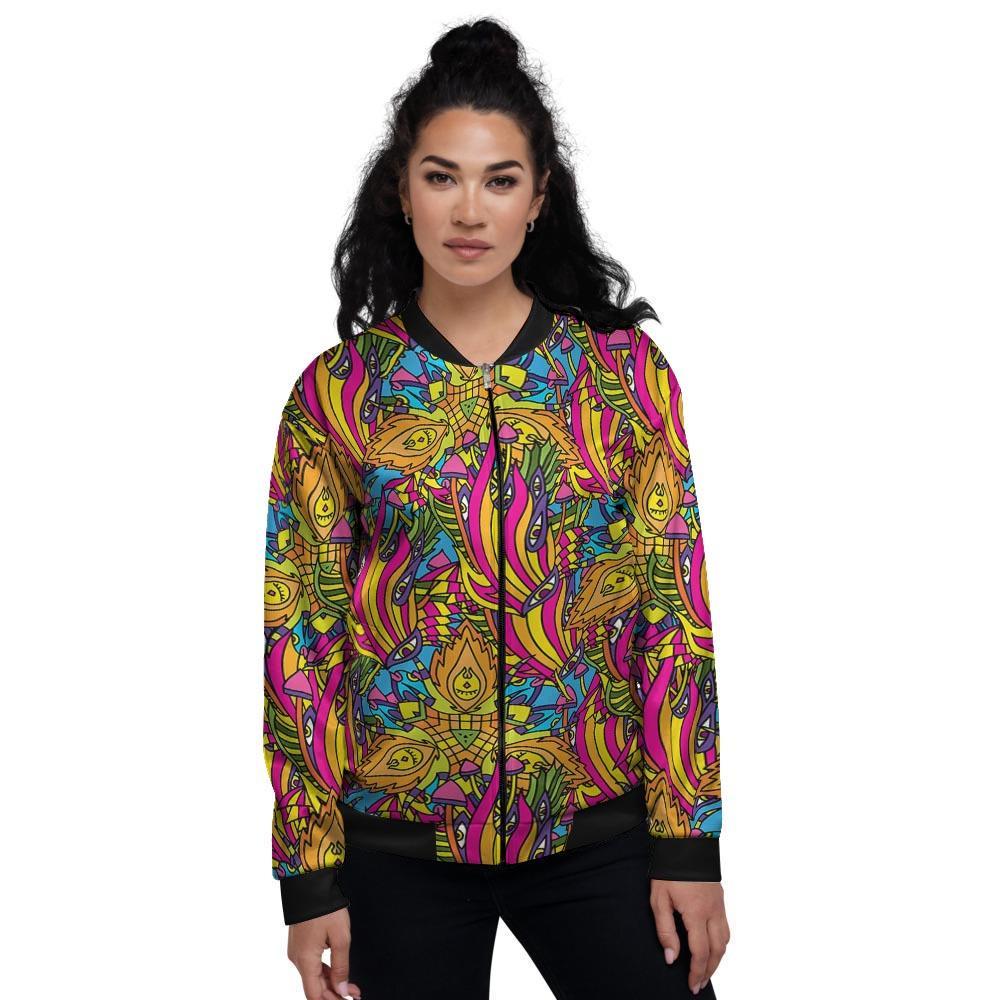 Trippy Hippie Flame Psychedelic Women's Bomber Jacket-grizzshop