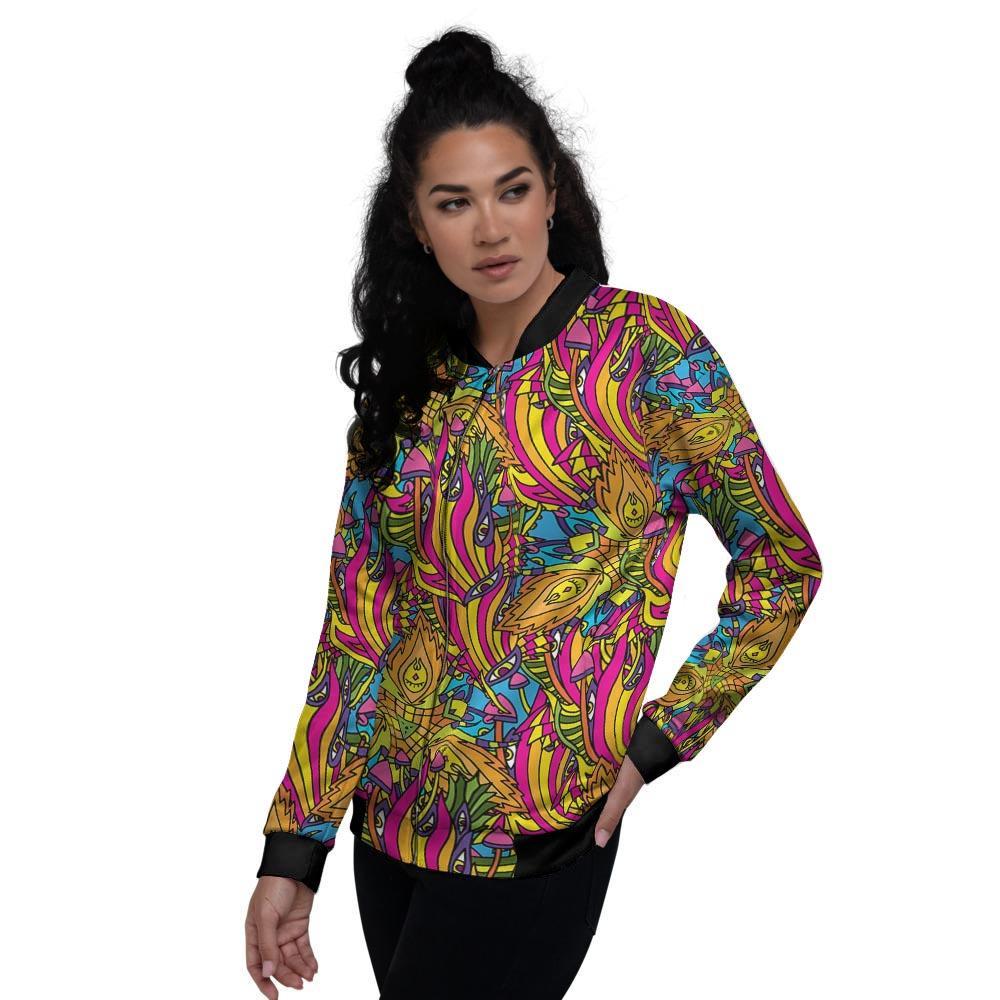 Trippy Hippie Flame Psychedelic Women's Bomber Jacket-grizzshop