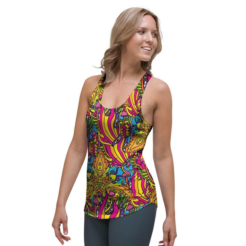 Trippy Hippie Flame Psychedelic Women's Racerback Tank Top-grizzshop