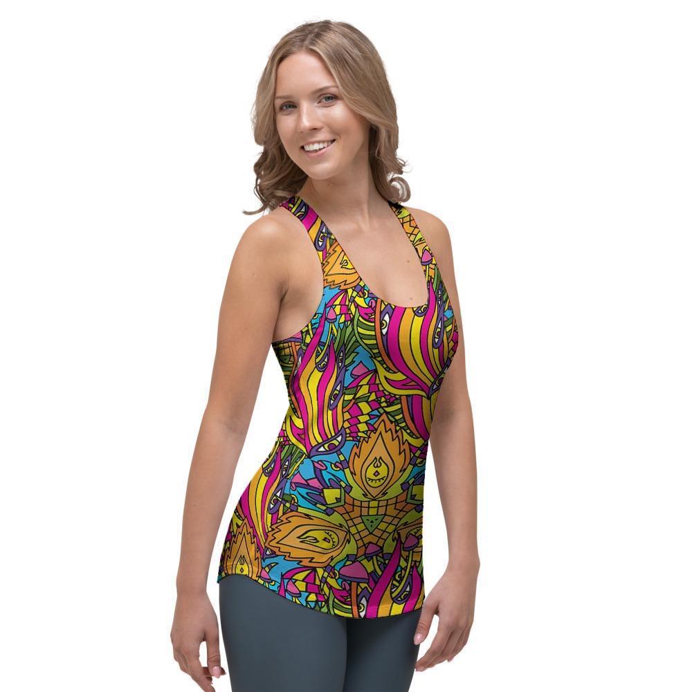 Trippy Hippie Flame Psychedelic Women's Racerback Tank Top-grizzshop