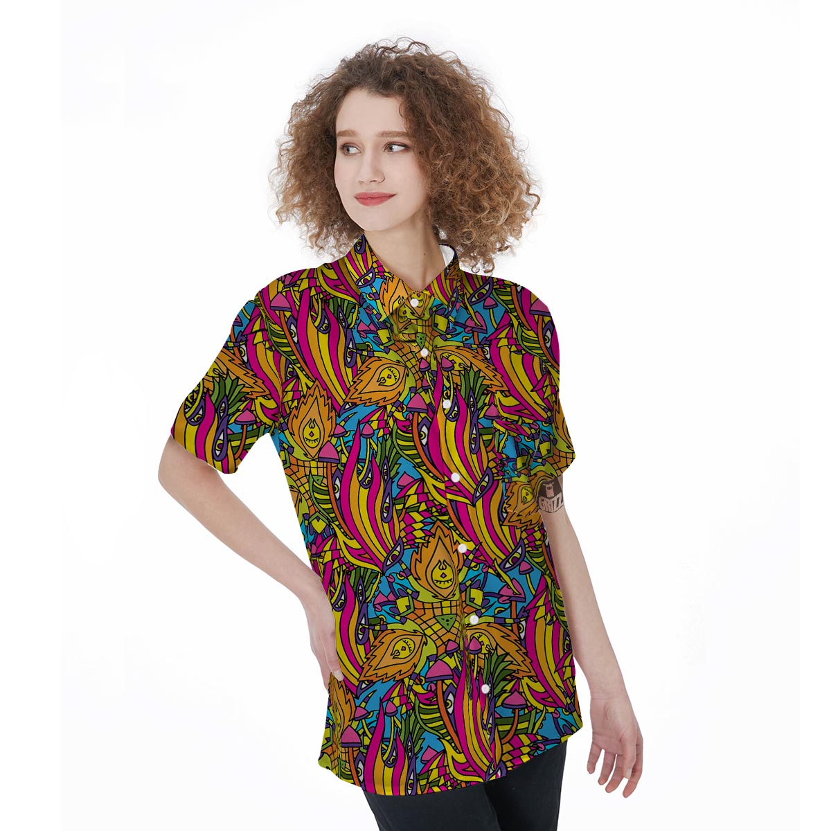 Trippy Hippie Flame Psychedelic Women's Short Sleeve Shirts-grizzshop